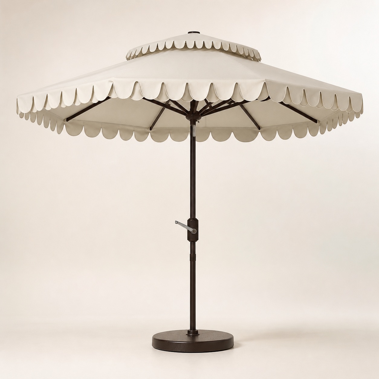 Ivory scalloped center-pole parasol