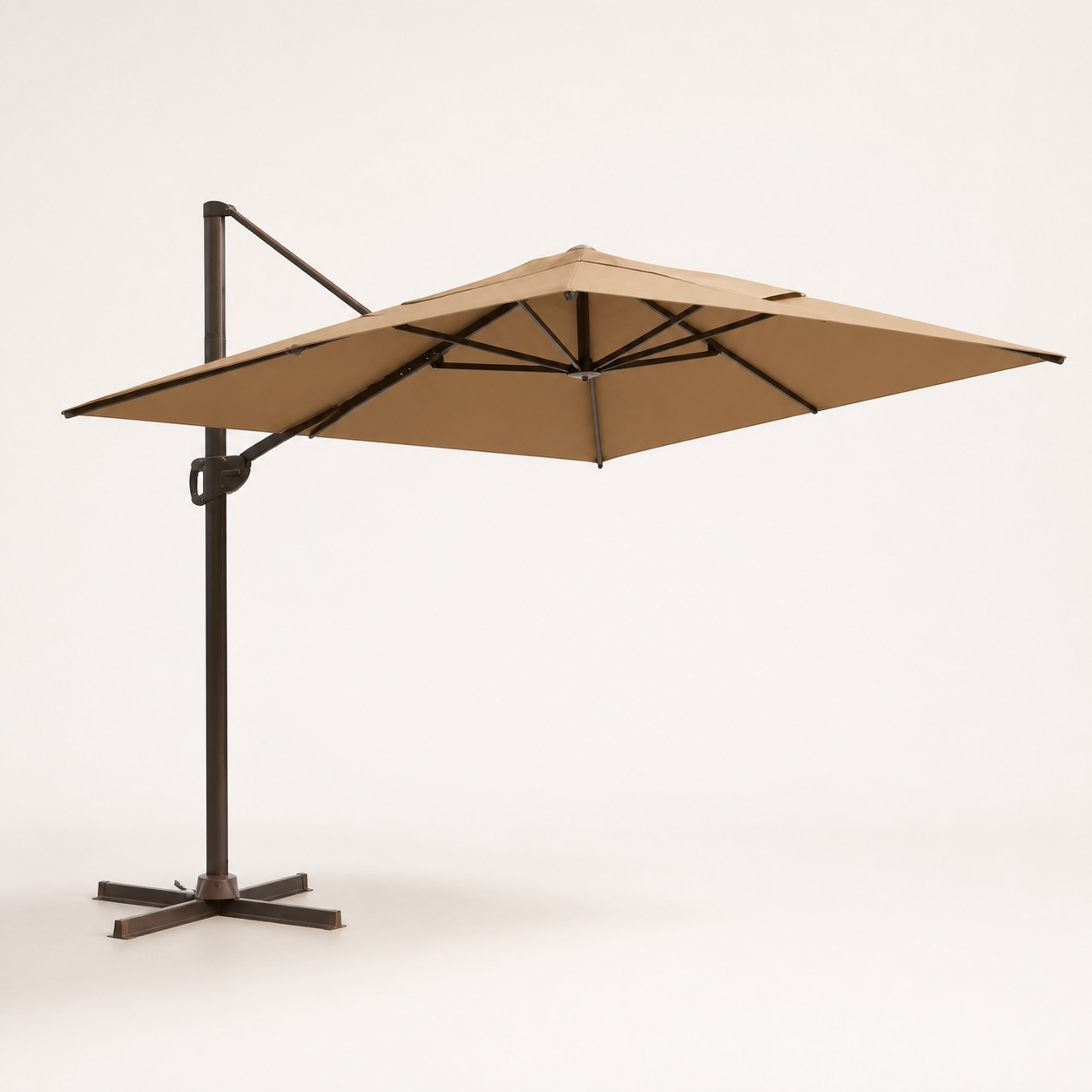 Square cantilever parasol in a three-quarter view